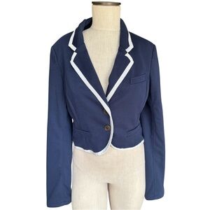 Pretty Little Liars X Aeropostale Navy Knit Comfort White Trim Button Blazer L
